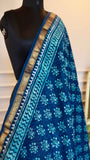 Maheshwari Handblock Printed Silk Saree in Blue