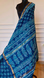 Maheshwari Handblock Printed Silk Saree in Blue