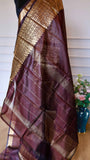 Deep Wine Maroon Mangalagiri Semi Silk Saree with Antique Gold Zari Nizam Border