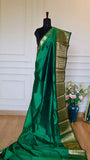 Emerald Green Mangalagiri Semi-Silk Saree with Rich Golden Zari Pallu