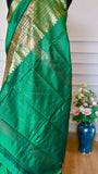 Emerald Green Mangalagiri Semi-Silk Saree with Rich Golden Zari Pallu