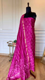 The Magenta Bloom: Hand-Block Batik Maheshwari Silk Suit