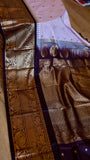 Lilac and Deep Purple Semi Gadwal Silk Saree with Checked Body & Zari Pallu