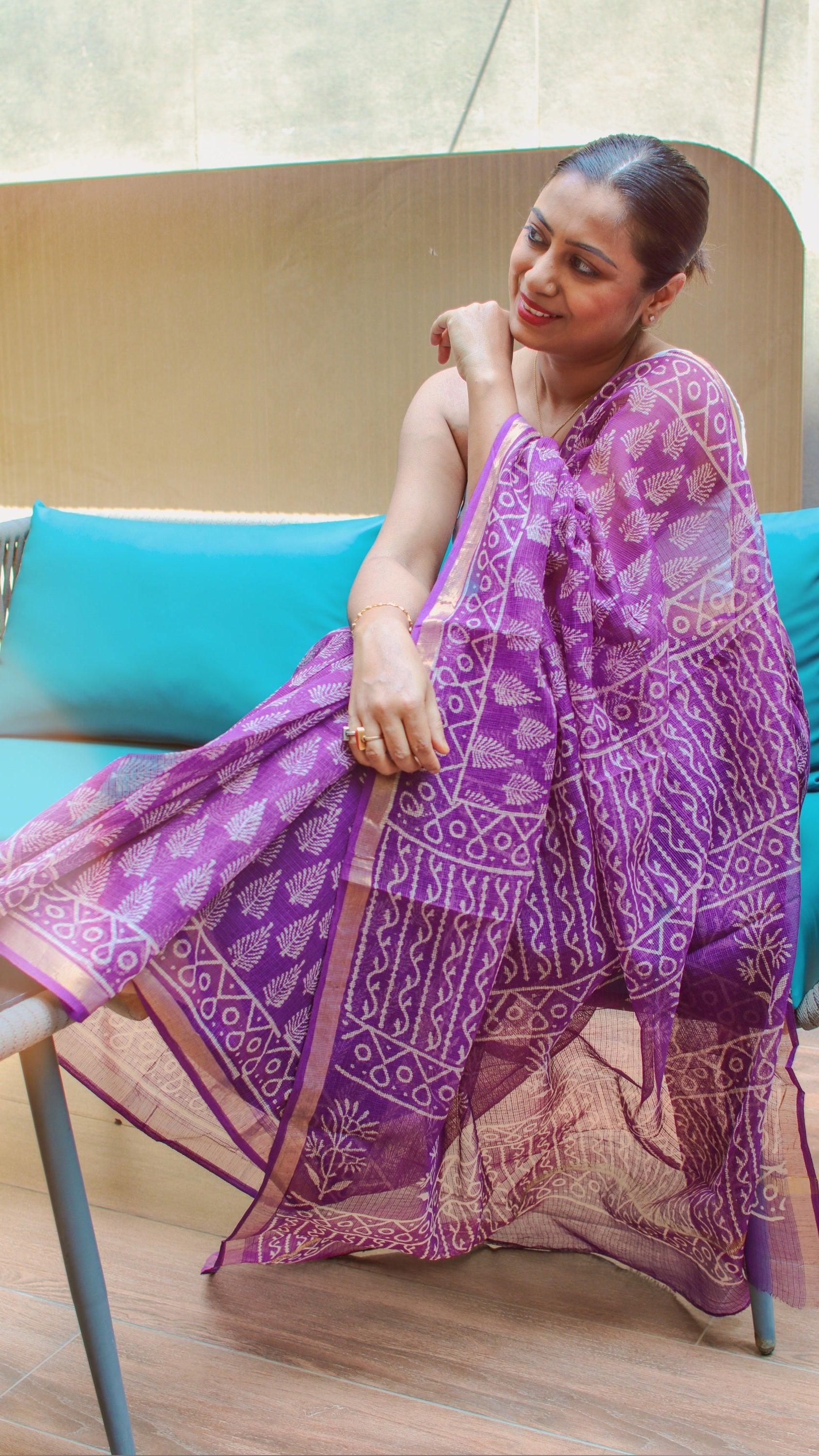 The Violet Whisper – A Masterpiece of Kota Doria & Hand-Blocked Artistry