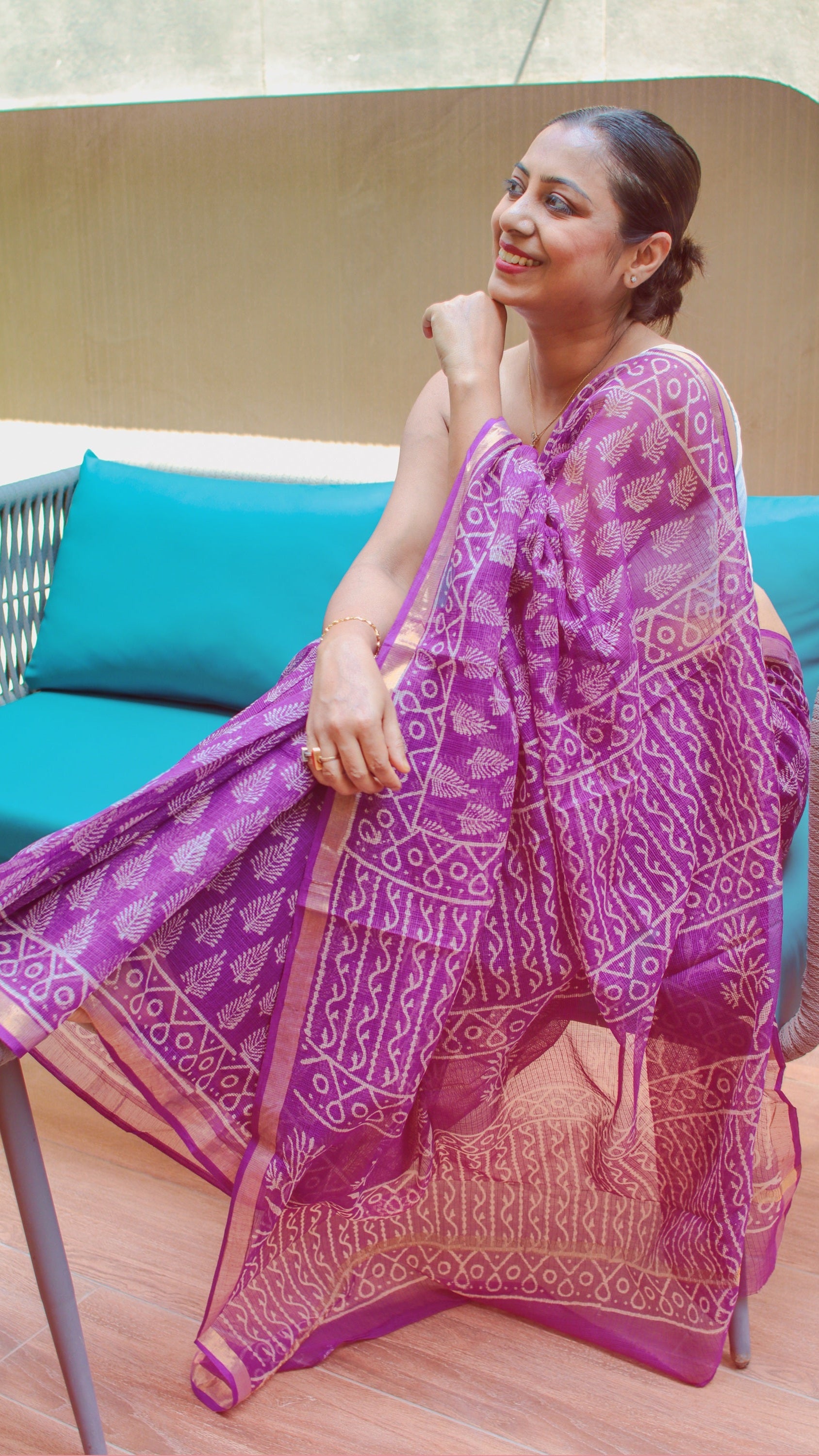 The Violet Whisper – A Masterpiece of Kota Doria & Hand-Blocked Artistry