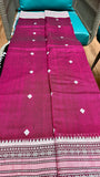 Handloom Cotton Saree with Thread Work in Deep Magenta/Wine | TITAFU