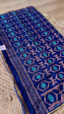 Royal Blue Handcrafted Kardana Jamdani Saree with Blouse Piece