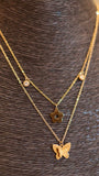 Layered Butterfly & Flower Charm Necklace Chain - Occean By Soumali