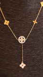 Lucky Charm Long Necklace with Mother of Pearl Clovers - Occean By Soumali