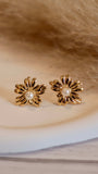 Modern Gold Flower & Ball Stud Set with Pearl Accent - Set of 3 - Occean By Soumali