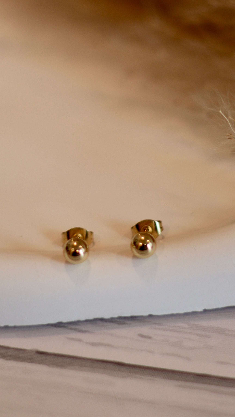 Modern Gold Flower & Ball Stud Set with Pearl Accent - Set of 3 - Occean By Soumali