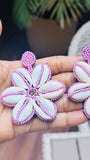Pink & White Beads Festival Dangles Earrings Minimal Jewellery for Women and Girls - Occean By Soumali