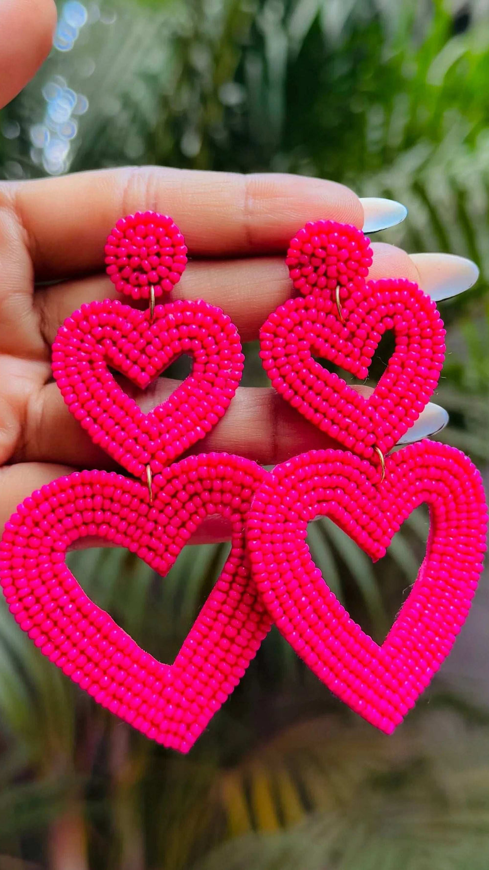Radiant Hot Pink Love Beads Earrings: Dazzle with Love and Style - Occean By Soumali