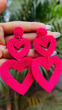 Radiant Hot Pink Love Beads Earrings: Dazzle with Love and Style - Occean By Soumali