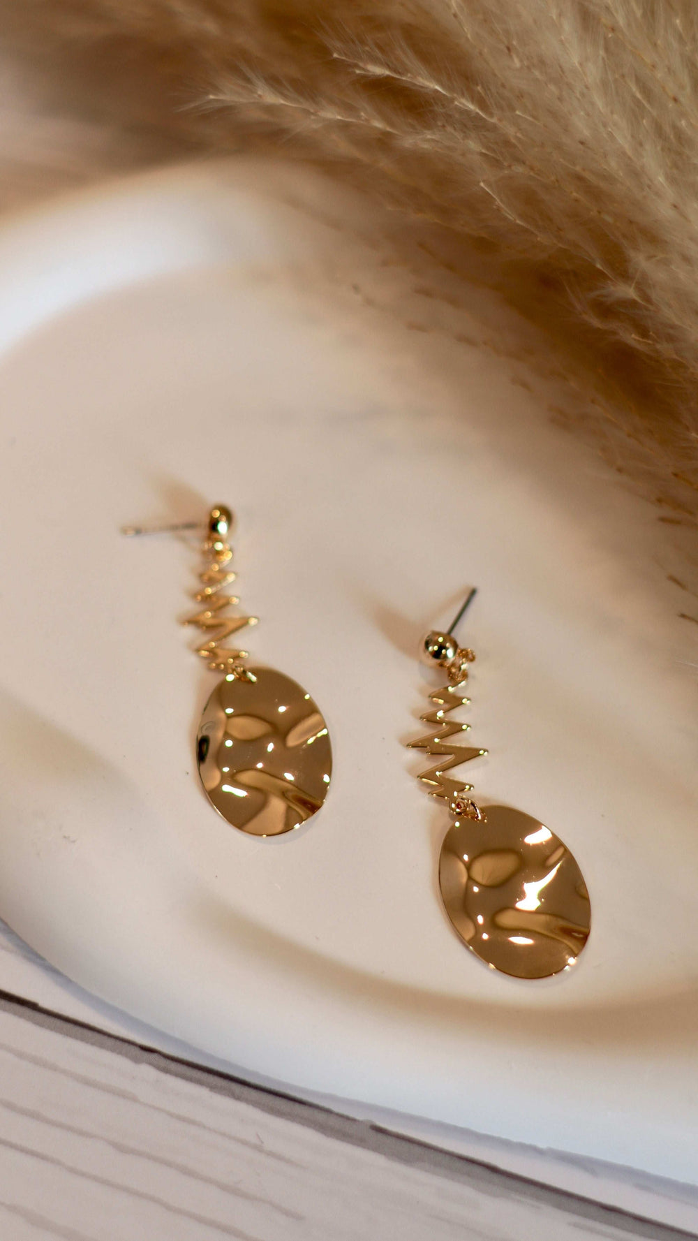 Textured Disc & Bar Drop Earrings - Occean By Soumali