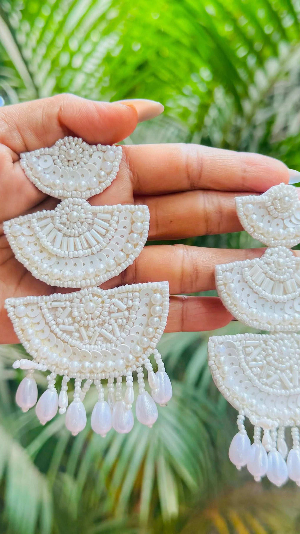 The Layered White Handmade Earrings - Elegant & Minimalist - Occean By Soumali