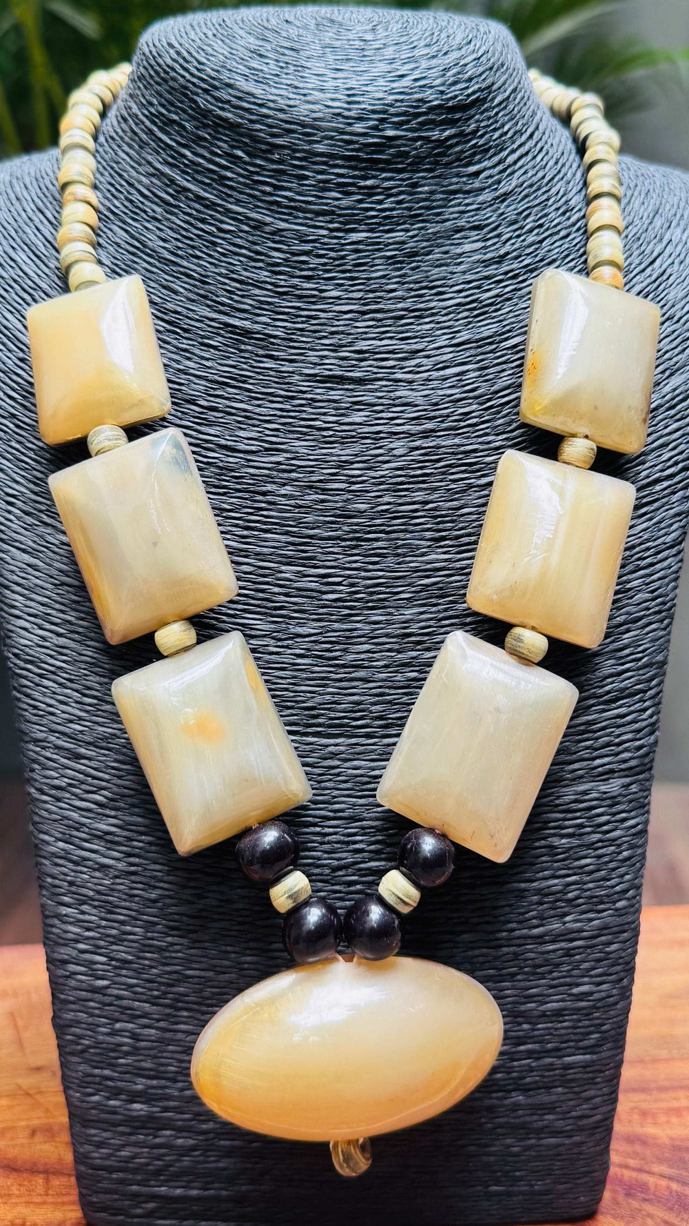 Tribal Beige Beaded Ethnic Necklace - Occean By Soumali