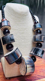 Tribal Statement Necklace with Horn and Wood Beads - Occean By Soumali