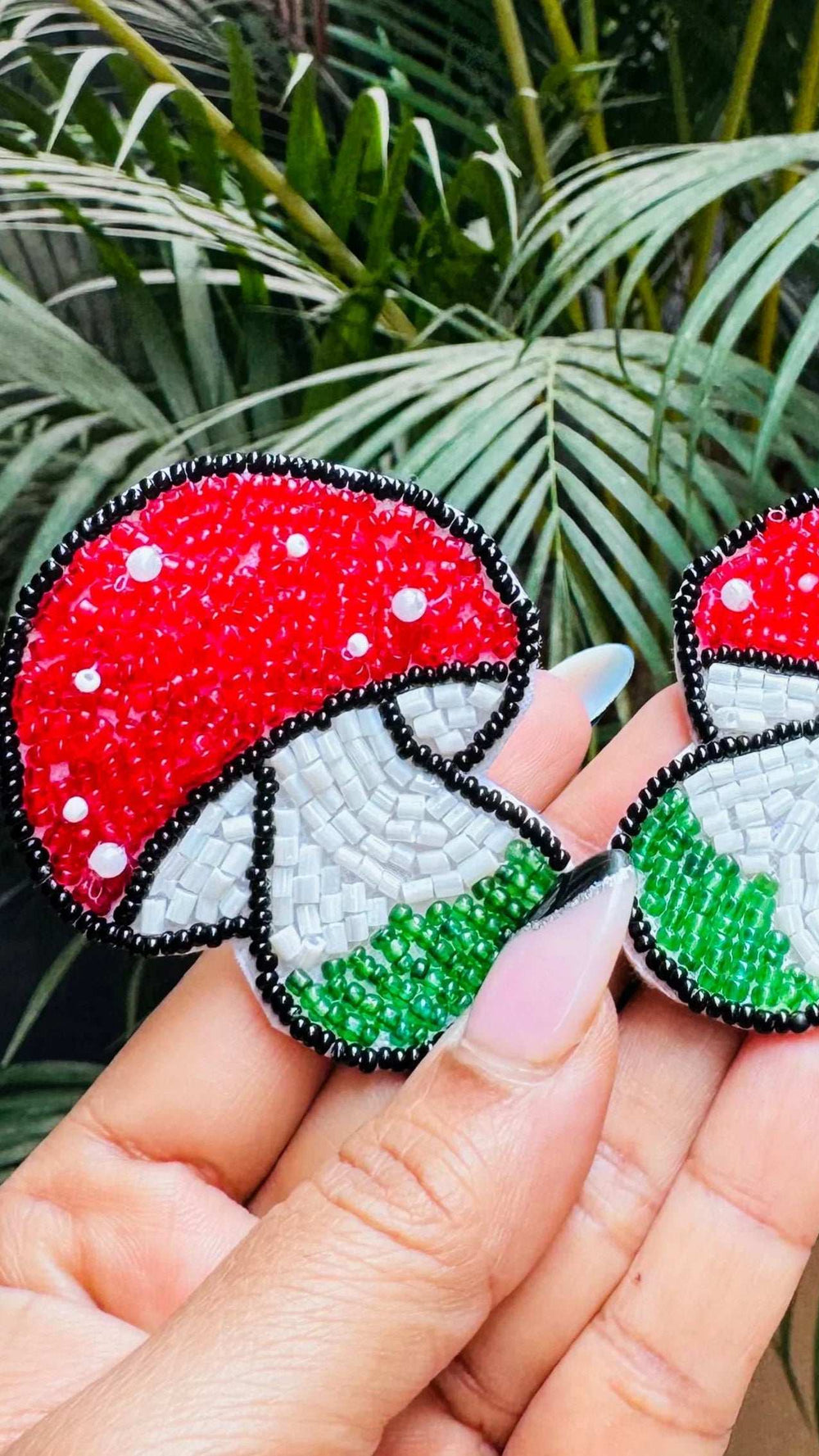 Whimsical Beaded Mushroom Dangle Earrings - Occean By Soumali