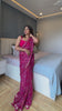 Jacquard Organza Saree in Rani Pink with Floral Motifs