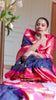 Royal Navy Blue & Rani Pink Semi Gadwal Silk Saree with Zari Pallu