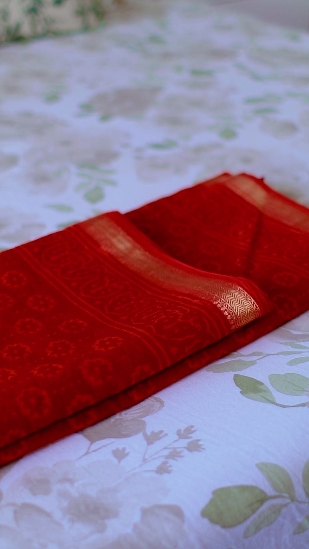 Red Maheshwari Silk Saree | Hand-Curated | The Crimson Heritage